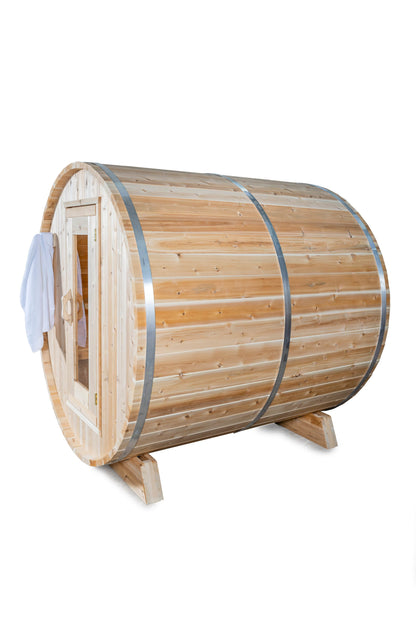 Dundalk ^ Harmony Barrel 4 Person Sauna CTC22W w/ Harvia KIP 8KW Sauna Heater Included