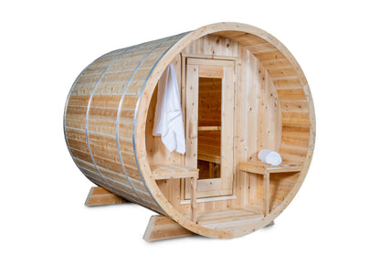 Dundalk Sauna Tranquility Barrel Sauna 6 Person Outdoor Sauna w/ Harvia KIP 8KW Heater