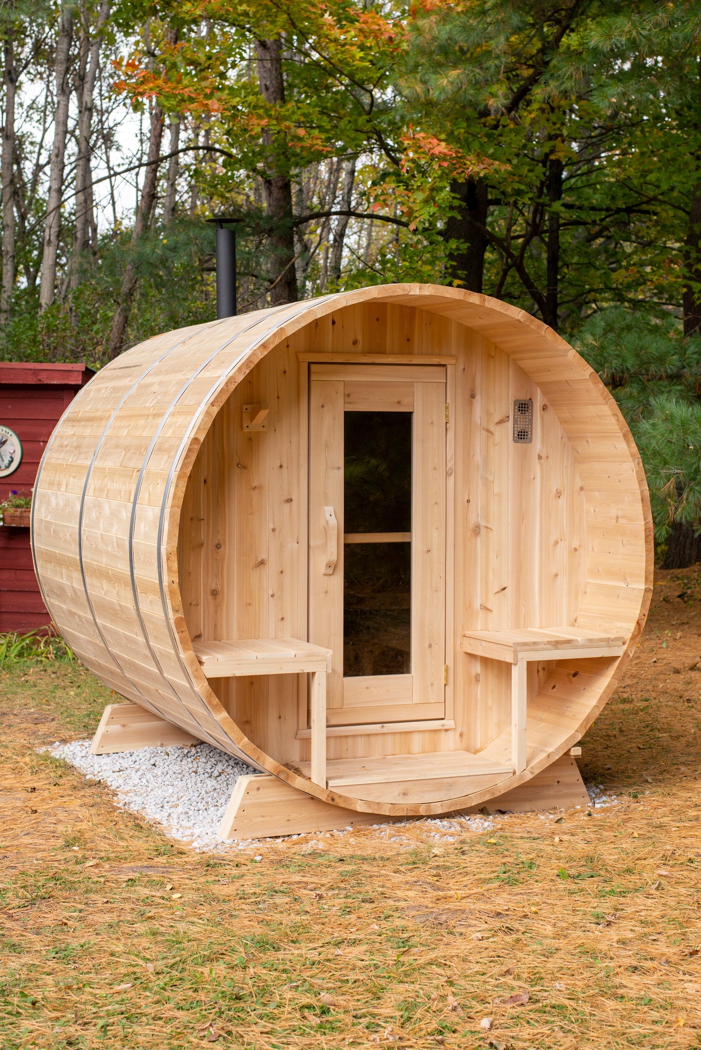 Dundalk Sauna Tranquility Barrel Sauna 6 Person Outdoor Sauna w/ Harvia KIP 8KW Heater