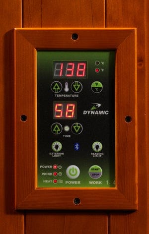 Dynamic Saunas DYN-6225-02-Elite Dynamic Heming Elite 2-person Corner Ultra Low EMF (Under 3MG) FAR Infrared Sauna (Canadian Hemlock)