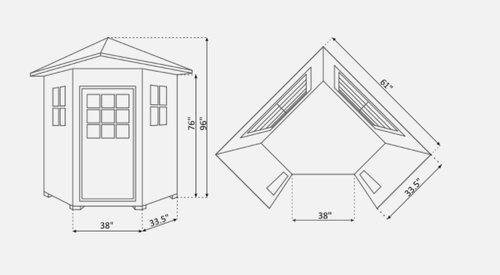 Enlighten 16379 Sierra Outdoor 4-Person CORNER Full Spectrum Infrared Sauna