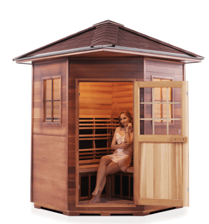 Enlighten 16379 Sierra Outdoor 4-Person CORNER Full Spectrum Infrared Sauna