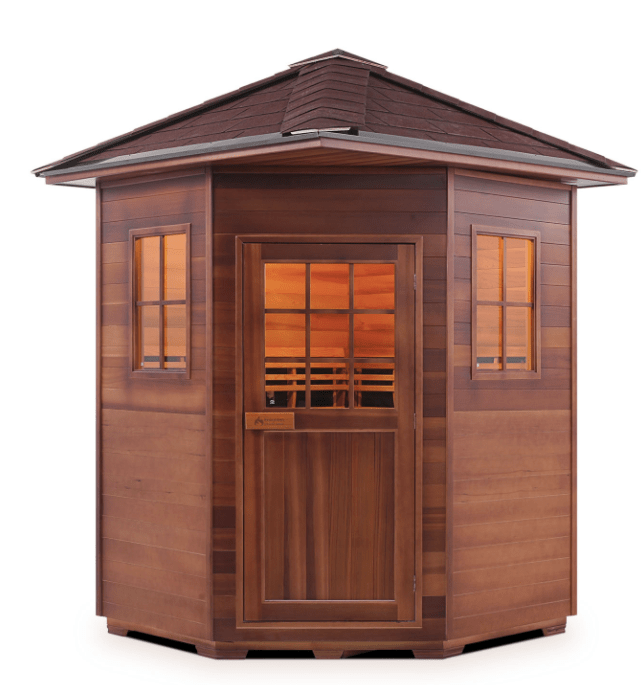 Enlighten 16379 Sierra Outdoor 4-Person CORNER Full Spectrum Infrared Sauna