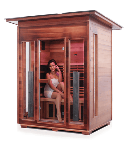 Enlighten 37377 Slope Roof RUSTIC Outdoor 3-Person Full Spectrum Infrared Sauna