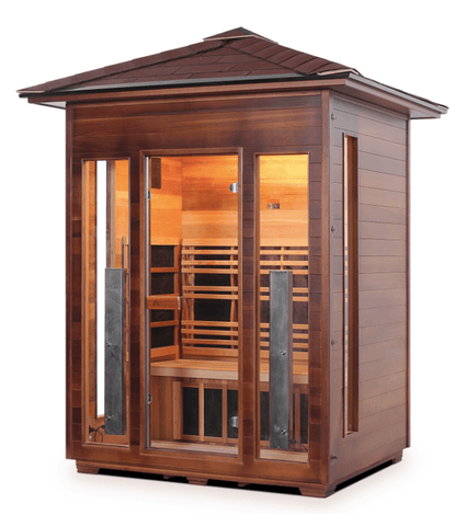 Enlighten Diamond 3-Person Outdoor Hybrid Sauna - both Infrared and Traditional Heating