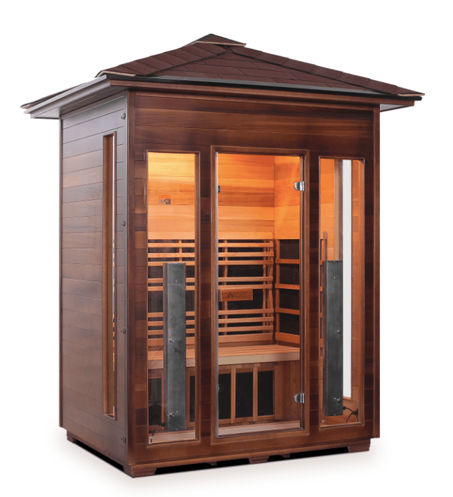 Enlighten Diamond 3-Person Outdoor Hybrid Sauna - both Infrared and Traditional Heating