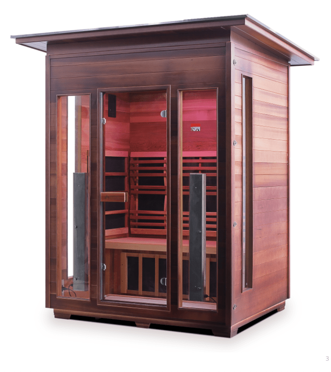 Enlighten Diamond 3-Person Outdoor Hybrid Sauna - both Infrared and Traditional Heating