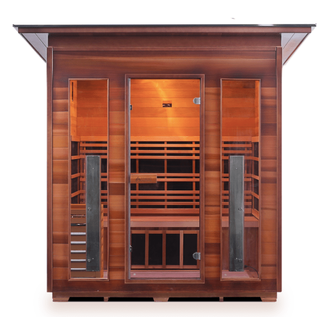 Enlighten Diamond 4-Person Outdoor Hybrid Infrared and Traditional Sauna