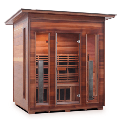 Enlighten Diamond 4-Person Outdoor Hybrid Infrared and Traditional Sauna