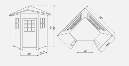 Enlighten H-16379 Sapphire Outdoor 4-Person CORNER Hybrid Sauna - both Infrared and Traditional heating