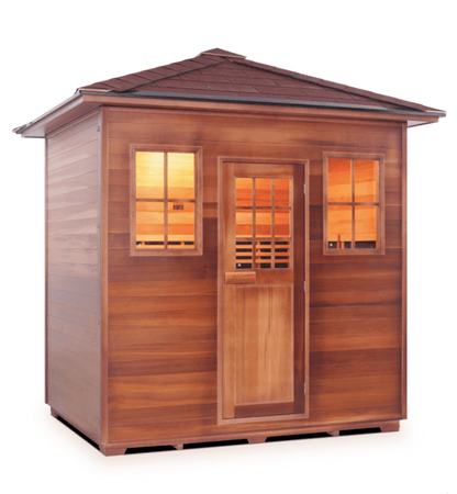 Enlighten H-16380 Peak Roof Sapphire Outdoor 5-Person Hybrid Sauna - both Infrared and Traditional heating