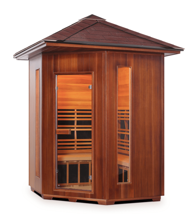 Enlighten H-17379 Diamond Outdoor 4-Person CORNER Person Infrared Hybrid Traditional Sauna