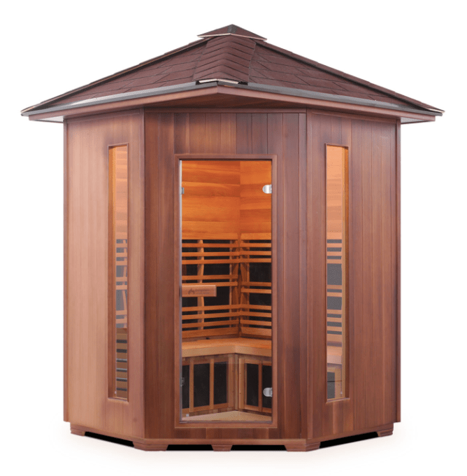 Enlighten H-17379 Diamond Outdoor 4-Person CORNER Person Infrared Hybrid Traditional Sauna