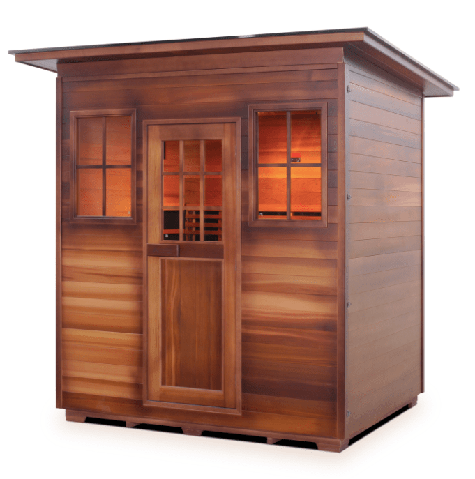 Enlighten H-36378 Slope Roof Sapphire Outdoor 4-Person Hybrid Sauna - both Infrared and Traditional heating