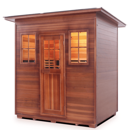 Enlighten H-36380 Slope Roof Sapphire Outdoor 5-Person Hybrid Sauna - both Infrared and Traditional heating