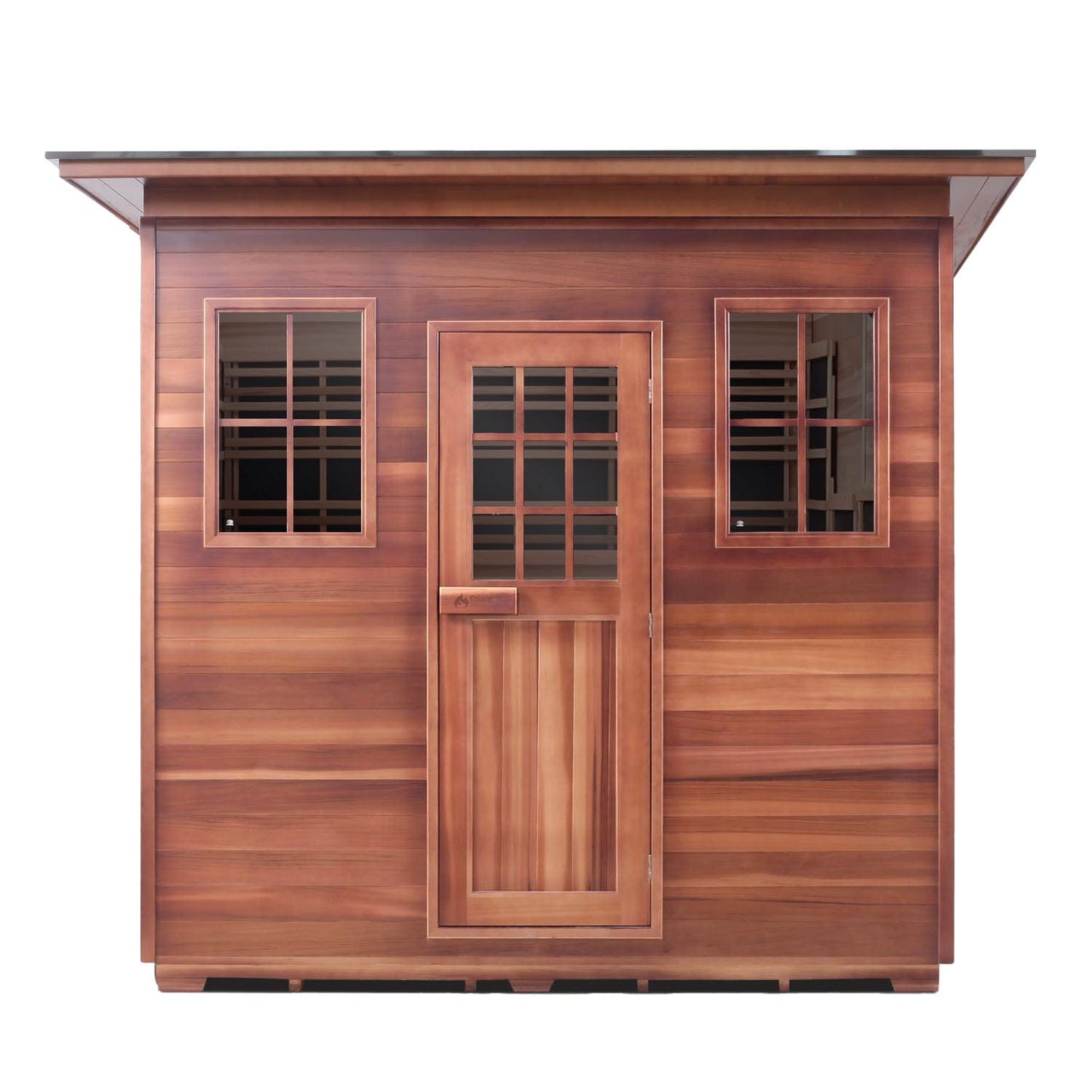 Enlighten H-36680 Slope Roof Sapphire Outdoor 8-Person Hybrid Sauna - both Infrared and Traditional heating