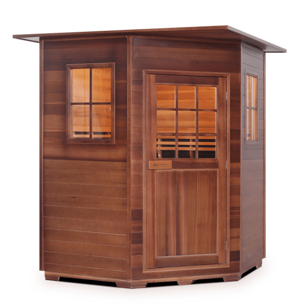 Enlighten HI-16379 Sapphire Indoor 4-Person CORNER Hybrid Sauna - both Infrared and Traditional heating