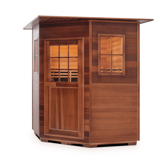 Enlighten HI-16379 Sapphire Indoor 4-Person CORNER Hybrid Sauna - both Infrared and Traditional heating