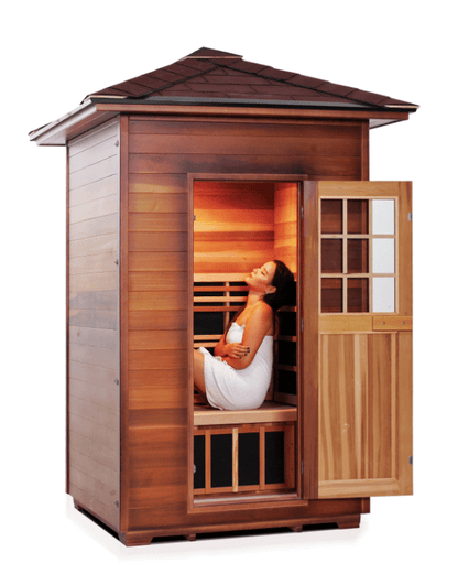 Enlighten Sapphire 2-Person Outdoor Hybrid Infrared and Traditional Sauna