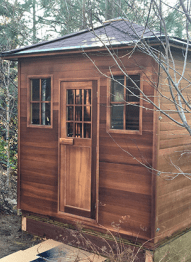 Enlighten Sapphire Outdoor 4-Person Hybrid Sauna - both Infrared and Traditional heating