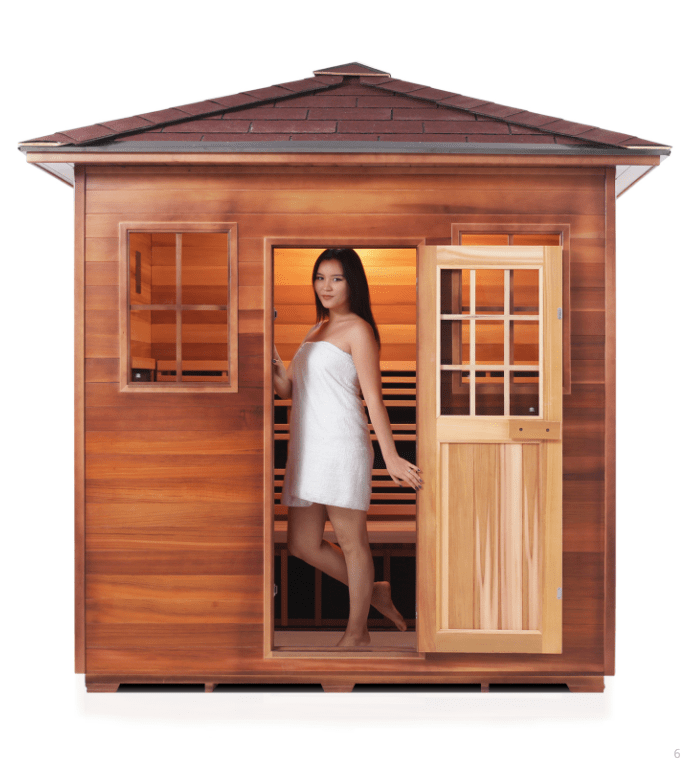 Enlighten Sapphire Outdoor 5-Person Hybrid Sauna - both Infrared and Traditional heating