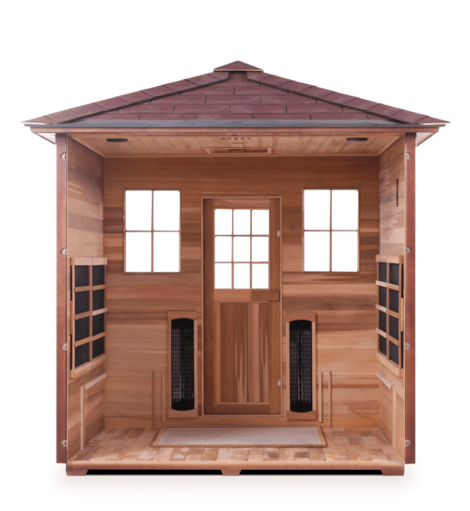 Enlighten Sapphire Outdoor 5-Person Hybrid Sauna - both Infrared and Traditional heating