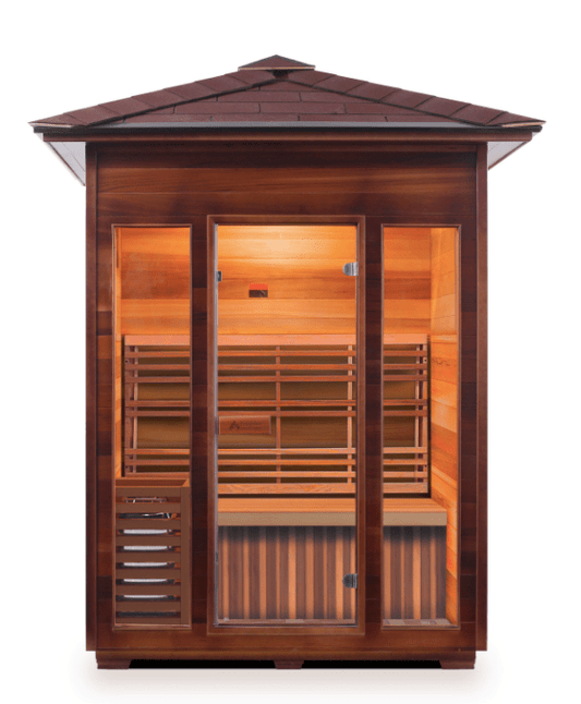 Enlighten T-17377 Peak Roof Sunrise Outdoor Dry Traditional 3-Person Sauna