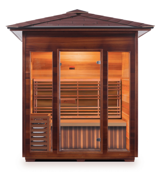 Enlighten T-17378 Peak Roof Sunrise Outdoor Dry Traditional 4-Person Sauna