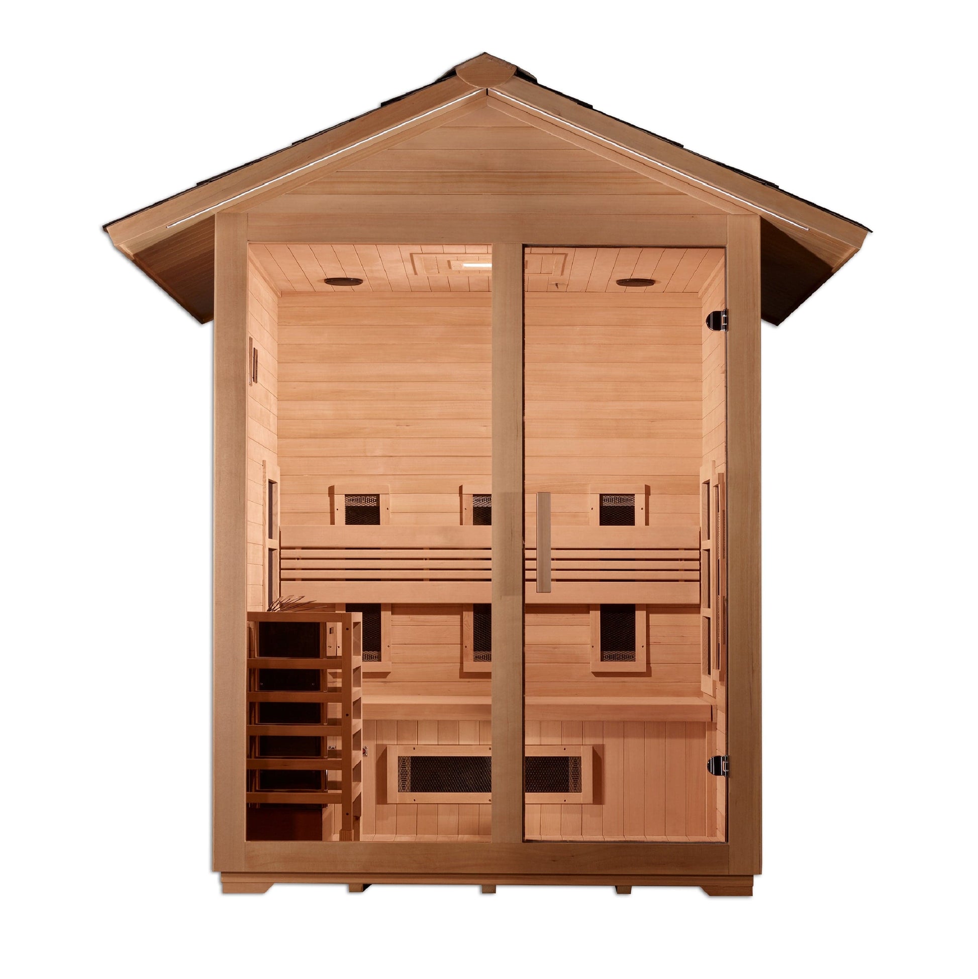 Golden Designs GDI-8123-01 Golden Designs "Carinthia" 3-Person Hybrid Outdoor Sauna - PureTech™ Full Spectrum Infrared or Traditional Stove