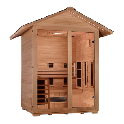 Golden Designs GDI-8123-01 Golden Designs "Carinthia" 3-Person Hybrid Outdoor Sauna - PureTech™ Full Spectrum Infrared or Traditional Stove