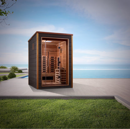 Golden Designs GDI-8222-01 Golden Designs "Nora" 2-Person Outdoor-Indoor Sauna - PureTech™ Hybrid Full Spectrum