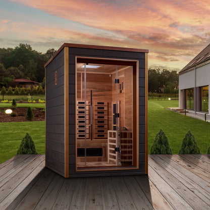 Golden Designs GDI-8222-01 Golden Designs "Nora" 2-Person Outdoor-Indoor Sauna - PureTech™ Hybrid Full Spectrum