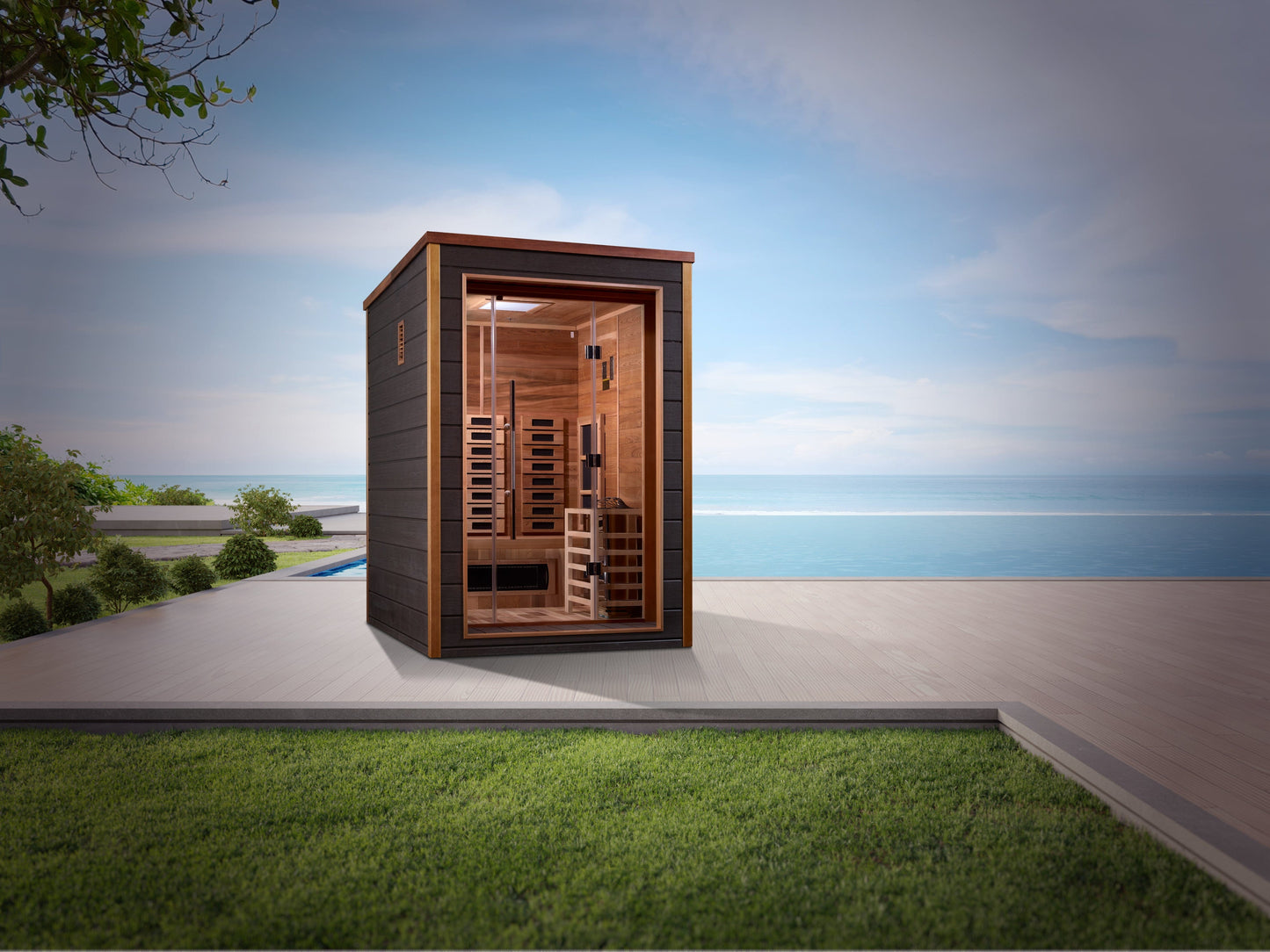 Golden Designs GDI-8222-01 Golden Designs "Nora" 2-Person Outdoor-Indoor Sauna - PureTech™ Hybrid Full Spectrum