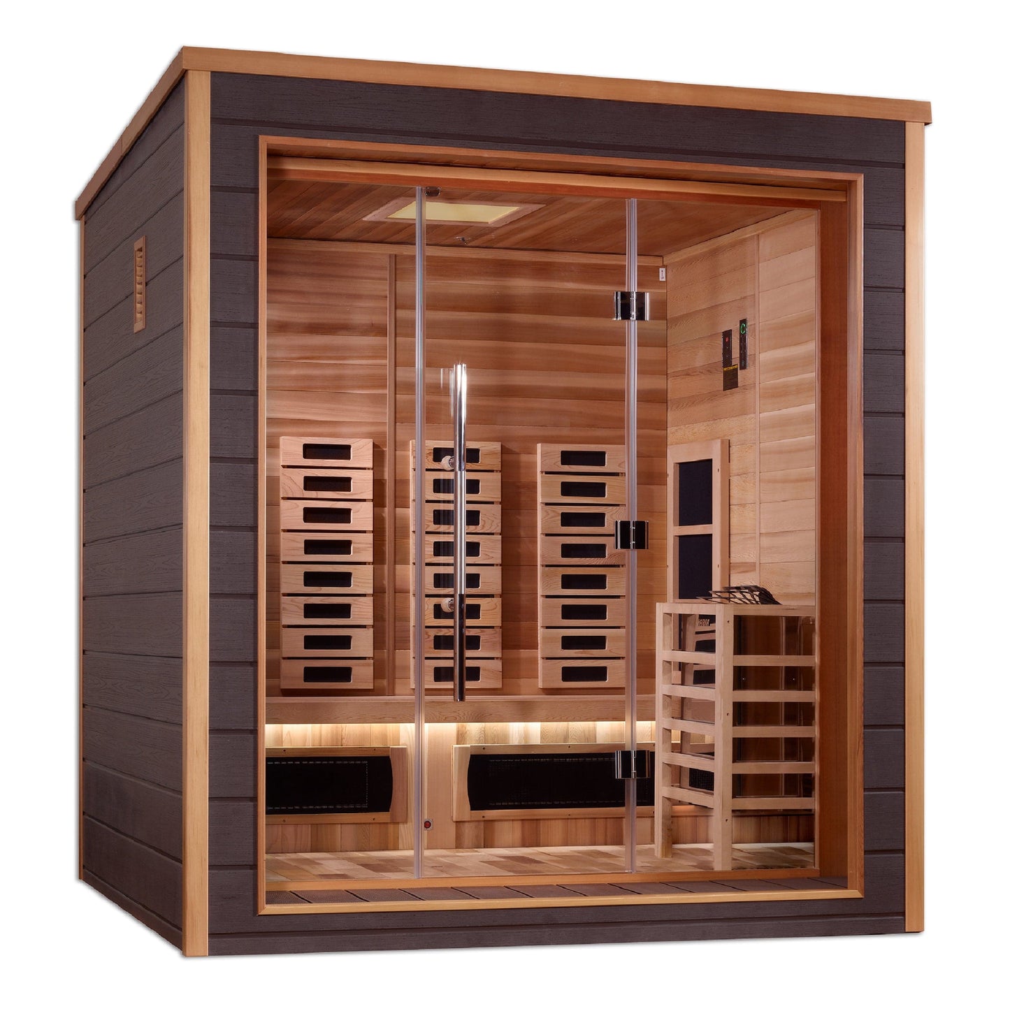 Golden Designs GDI-8223-01 Golden Designs "Visby" 3-Person Outdoor-Indoor Sauna - PureTech™ Hybrid Full Spectrum