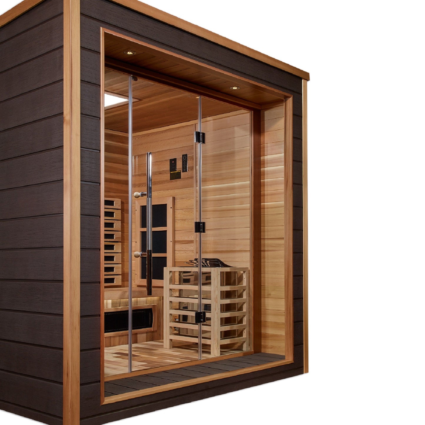 Golden Designs GDI-8223-01 Golden Designs "Visby" 3-Person Outdoor-Indoor Sauna - PureTech™ Hybrid Full Spectrum