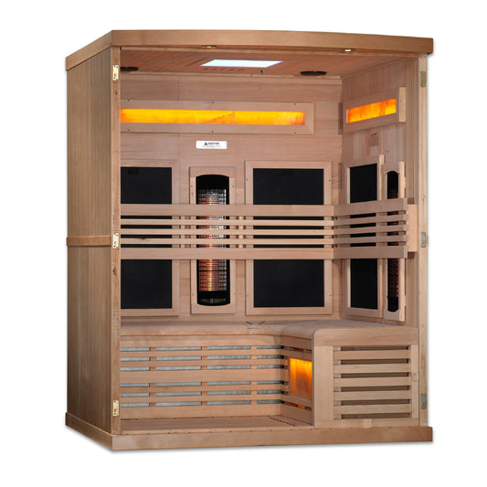 Golden Designs GDI-8230-01 *New 2023 Collection* Golden Designs "Reserve Edition" 3-Person Full Spectrum Sauna - with Himalayan Salt Bar