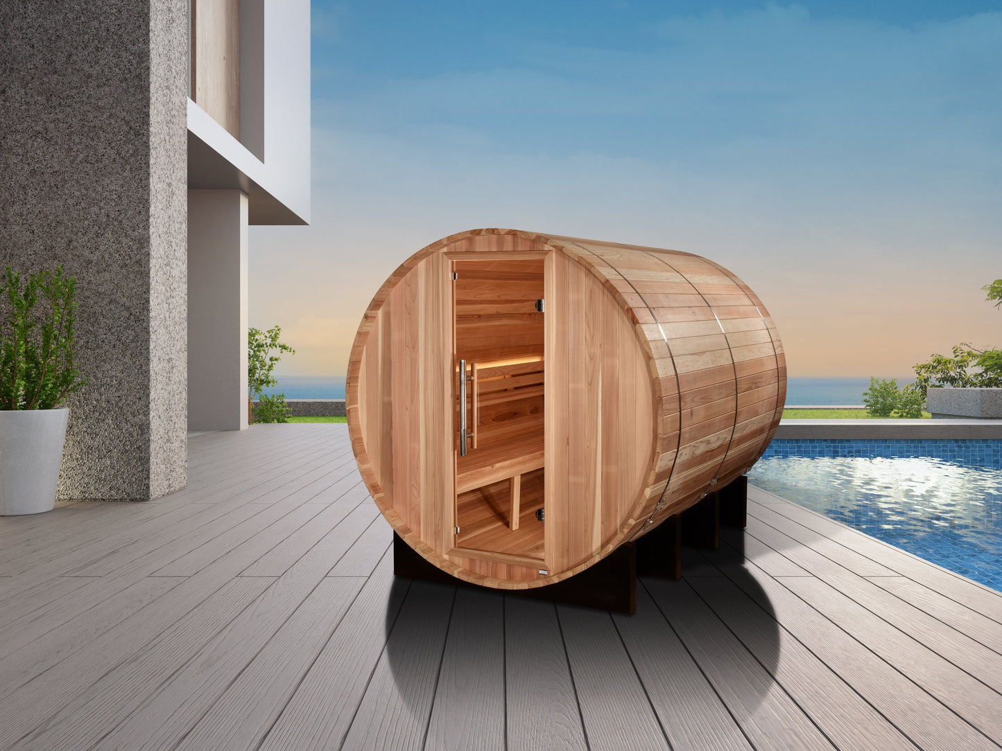 Golden Designs GDI-B006-01 Golden Designs "Klosters" 6-Person Barrel Traditional Sauna