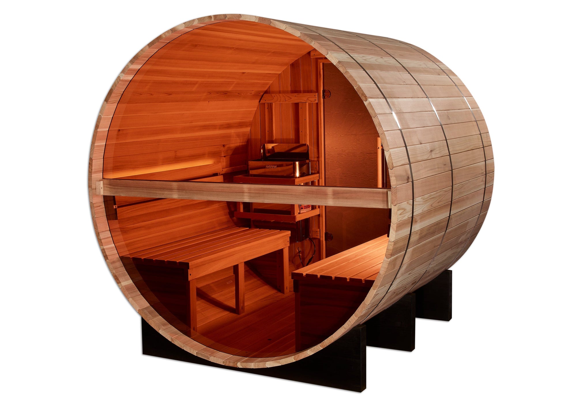 Golden Designs GDI-B024-01 Golden Designs "Zurich" 4-Person Barrel Traditional Sauna - with Bronze Privacy View