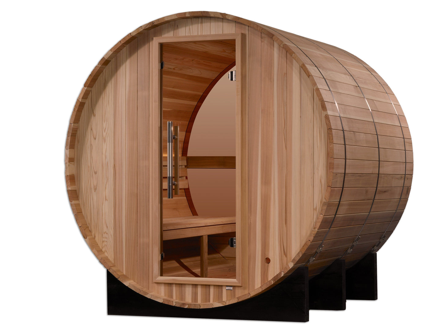 Golden Designs GDI-B024-01 Golden Designs "Zurich" 4-Person Barrel Traditional Sauna - with Bronze Privacy View