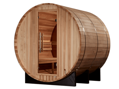 Golden Designs GDI-B024-01 Golden Designs "Zurich" 4-Person Barrel Traditional Sauna - with Bronze Privacy View