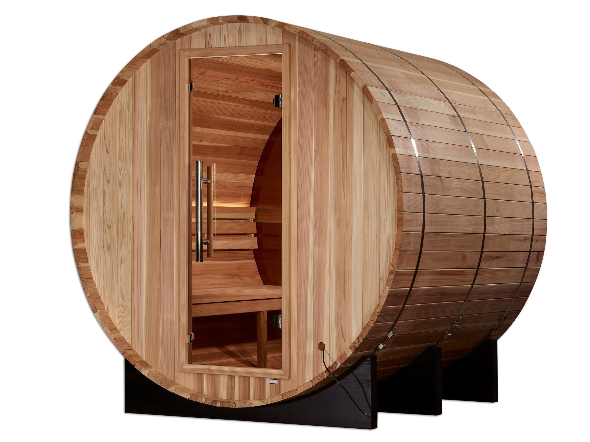 Golden Designs GDI-B024-01 Golden Designs "Zurich" 4-Person Barrel Traditional Sauna - with Bronze Privacy View