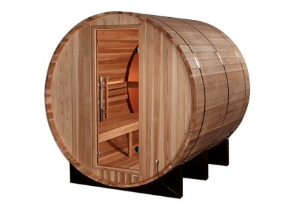 Golden Designs GDI-B024-01 Golden Designs "Zurich" 4-Person Barrel Traditional Sauna - with Bronze Privacy View