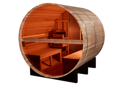 Golden Designs GDI-B024-01 Golden Designs "Zurich" 4-Person Barrel Traditional Sauna - with Bronze Privacy View