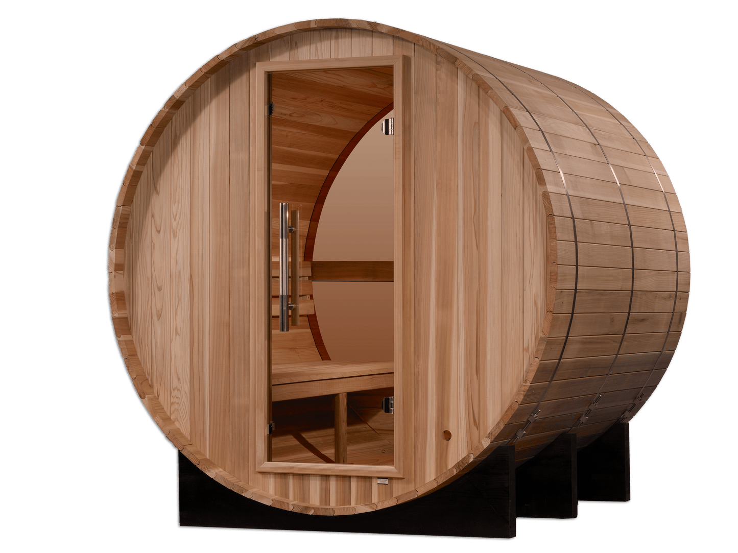 Golden Designs GDI-B024-01 Golden Designs "Zurich" 4-Person Barrel Traditional Sauna - with Bronze Privacy View