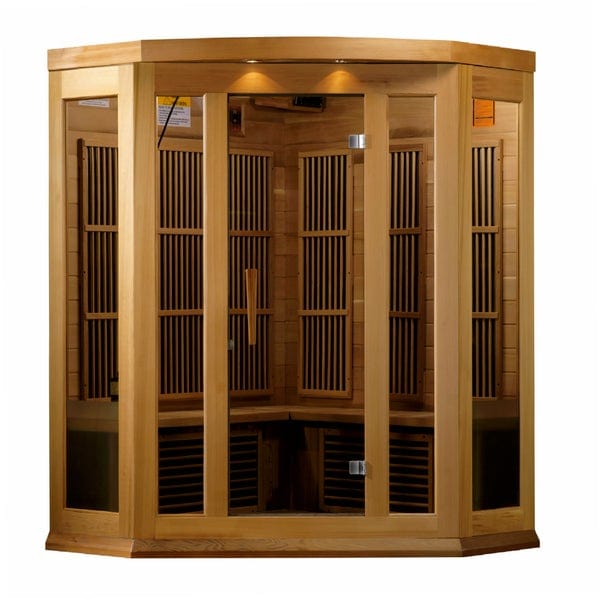 Maxxus Sauna MX-K356-01 Maxxus 3 Person Corner Low EMF FAR Infrared Carbon Canadian Hemlock Sauna