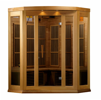 Maxxus Sauna MX-K356-01-ZF-CED Maxxus 3 Person Corner Near Zero EMF FAR Infrared Carbon Canadian Red Cedar Sauna