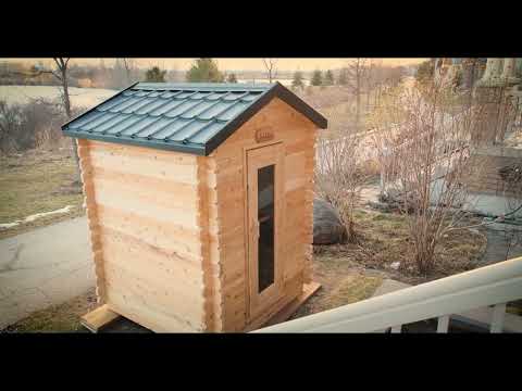 Overview of the Dundalk Granby Cabin sauna. Discussing the wood, construction, premium metal shingle roof, 5MM bronze tempered glass door, and more.