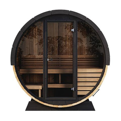 SaunaLife EE6G Elegance Series 4-Person Barrel Sauna w/ Glass Front