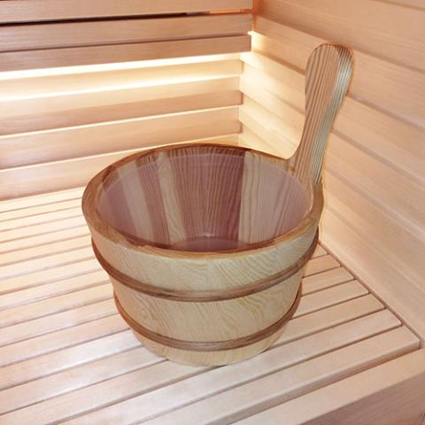 SaunaLife Sauna Bucket w/ Wood Ladle, Thermometer, Hygrometer,