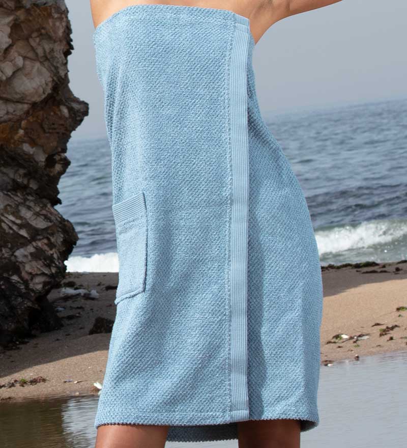 SEYANTE Women's Blue Turkish Cotton Towel Wrap - Oeko - Tex Certified, Size: Small/Medium